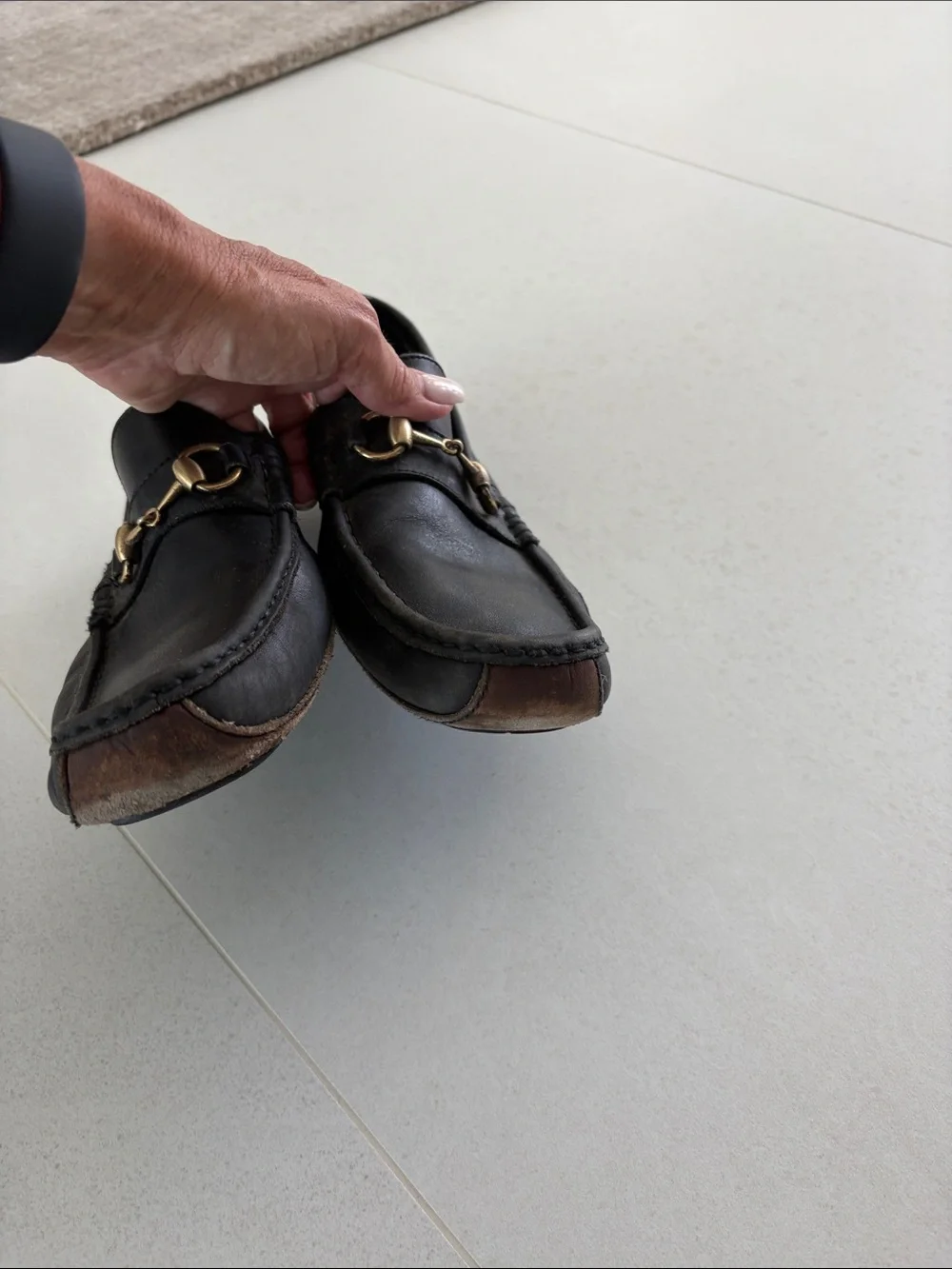 MENS GUCCI BLACK LEATHER DRIVING SHOES 10